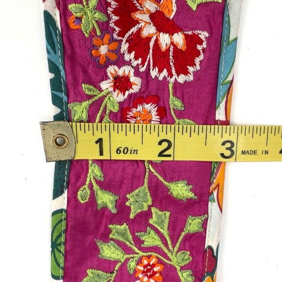April Cornell Embroidered Floral Obi Wrap Belt Magenta Pink Tie Waist One Size - Picture 4 of 4